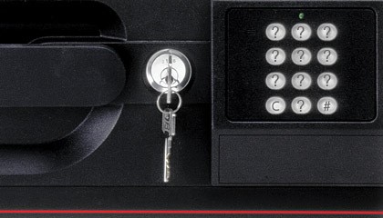 Safe with a key in the lock